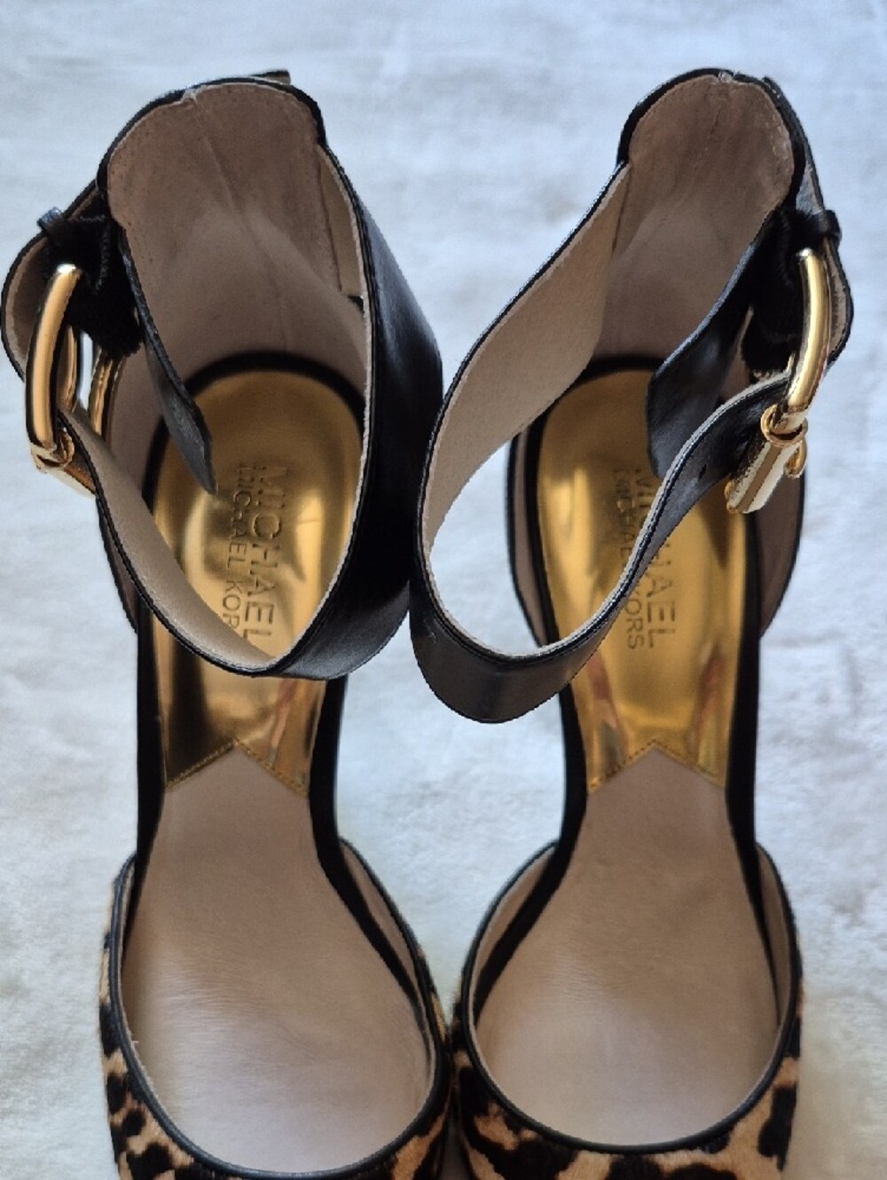 MICHAEL Michael Kors Leopard Print and Black Ankle-Strap Pumps - Picture 6 of 14